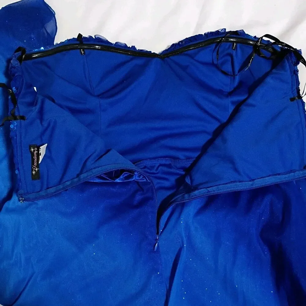 Xtraordinary Dress Size 17 Royal Blue Strapless High-Low Gown Formal Prom